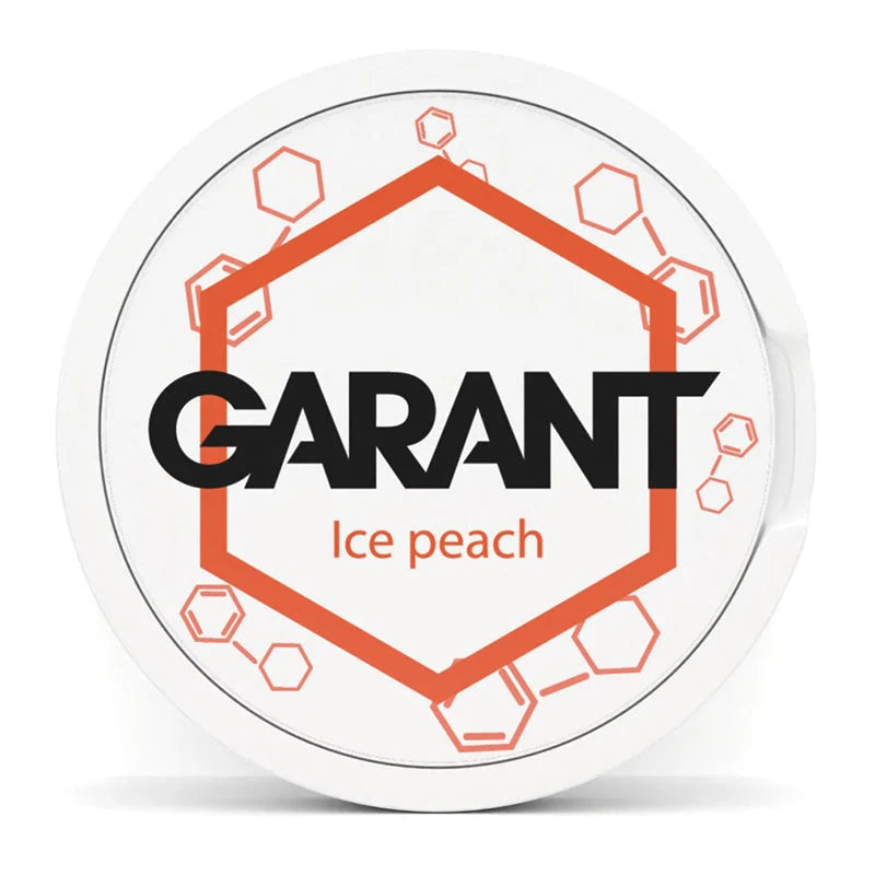 GARANT Ice Peach 10MG (20MG/G) tobacco free nicotine pouches, 27 per can.