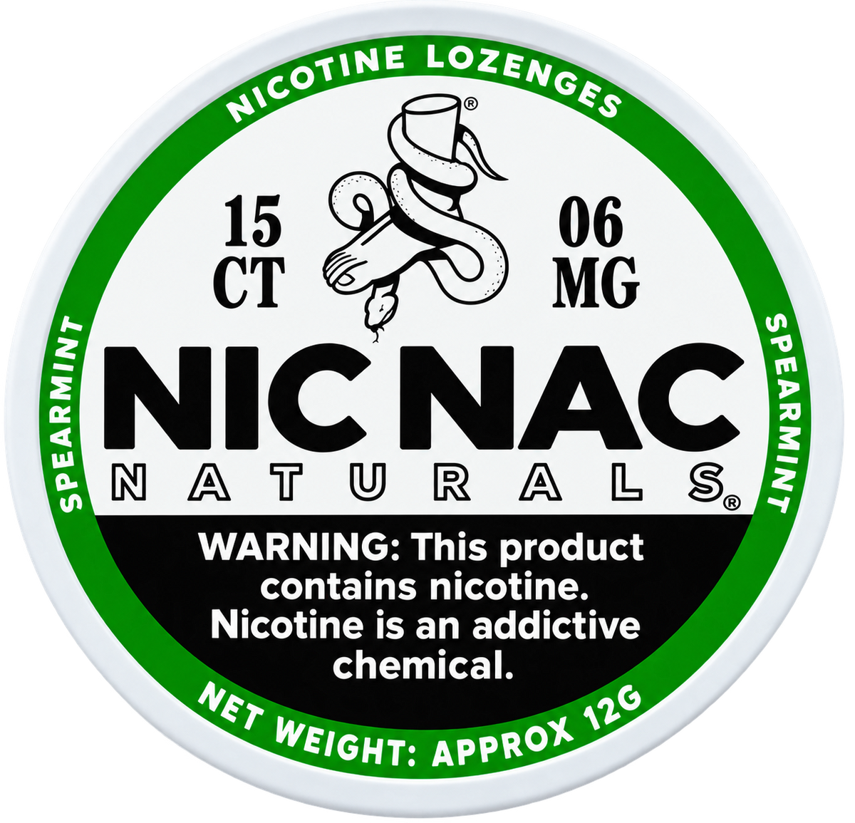 Nic Nac Naturals Spearmint 6MG Nicotine Lozenges