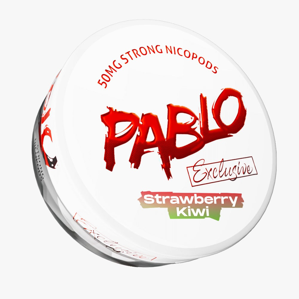 Pablo Exclusive Strawberry Kiwi 50mg Strong Nicotine Pouches, Slim extra strong nicopods can.