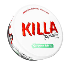 Killa Exclusive Green Mint Nicotine Pouches can with red KILLA logo and fresh mint cooling lift.