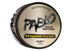 Pablo Gold Edition Tropical Punch Nicotine Pouches, 17mg strength, slim format tobacco-free tin.