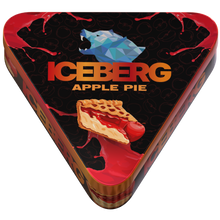 Iceberg Pies Apple Pie 40mg (50mg/g) nicotine pouches in a triangular tin with apple pie graphics.