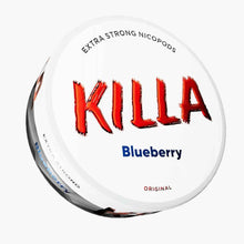 KILLA Blueberry Extra Strong Nicotine Pouches can with 13.2mg strength, tobacco-free nicopods for UK delivery.