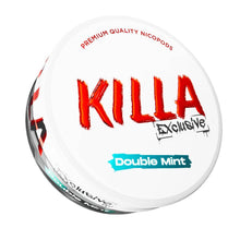 Killa Exclusive Double Mint Tobacco-Free Nicotine Pouches, Slim Nicopods Can on White Background.