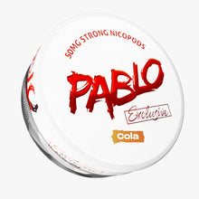 PABLO Exclusive Cola 30mg nicotine pouches, white can with red PABLO logo and orange cola label