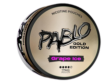 Pablo Gold Edition Grape Ice nicotine pouches can, 17mg tobacco-free slim pouches for Shopify GB.