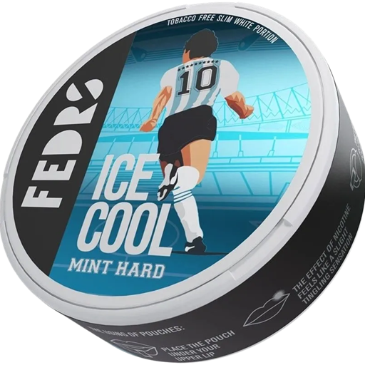 FEDRS Ice Cold Mint Hard Maradona Edition nicotine pouch can featuring a footballer in a stadium and 32.5mg strength.