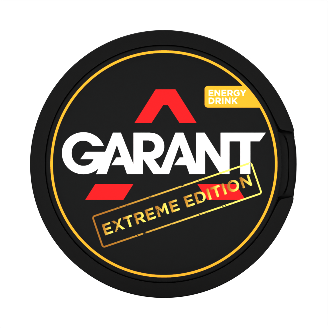 GARANT EXTREME Energy Drink 25MG (50MG/G) tobacco free nicotine pouches, 27 per can.