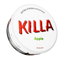 Killa Apple Extra Strong Nicotine Pouches, white can with red Killa logo and green apple text.