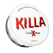 KILLA X Cold Mint Nicotine Pouches extra strong nicopods white can with red text on a black background
