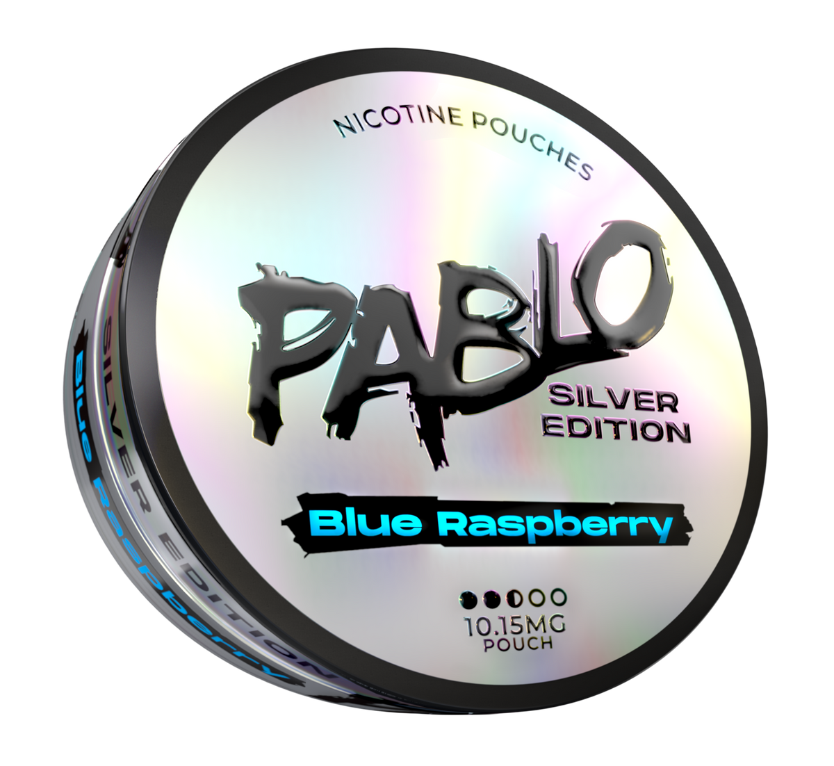 Pablo Silver Blue Raspberry Side View Nicotine Pouches