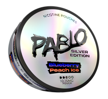 Pablo Silver Blueberry Peach Ice Side View Nicotine Pouches
