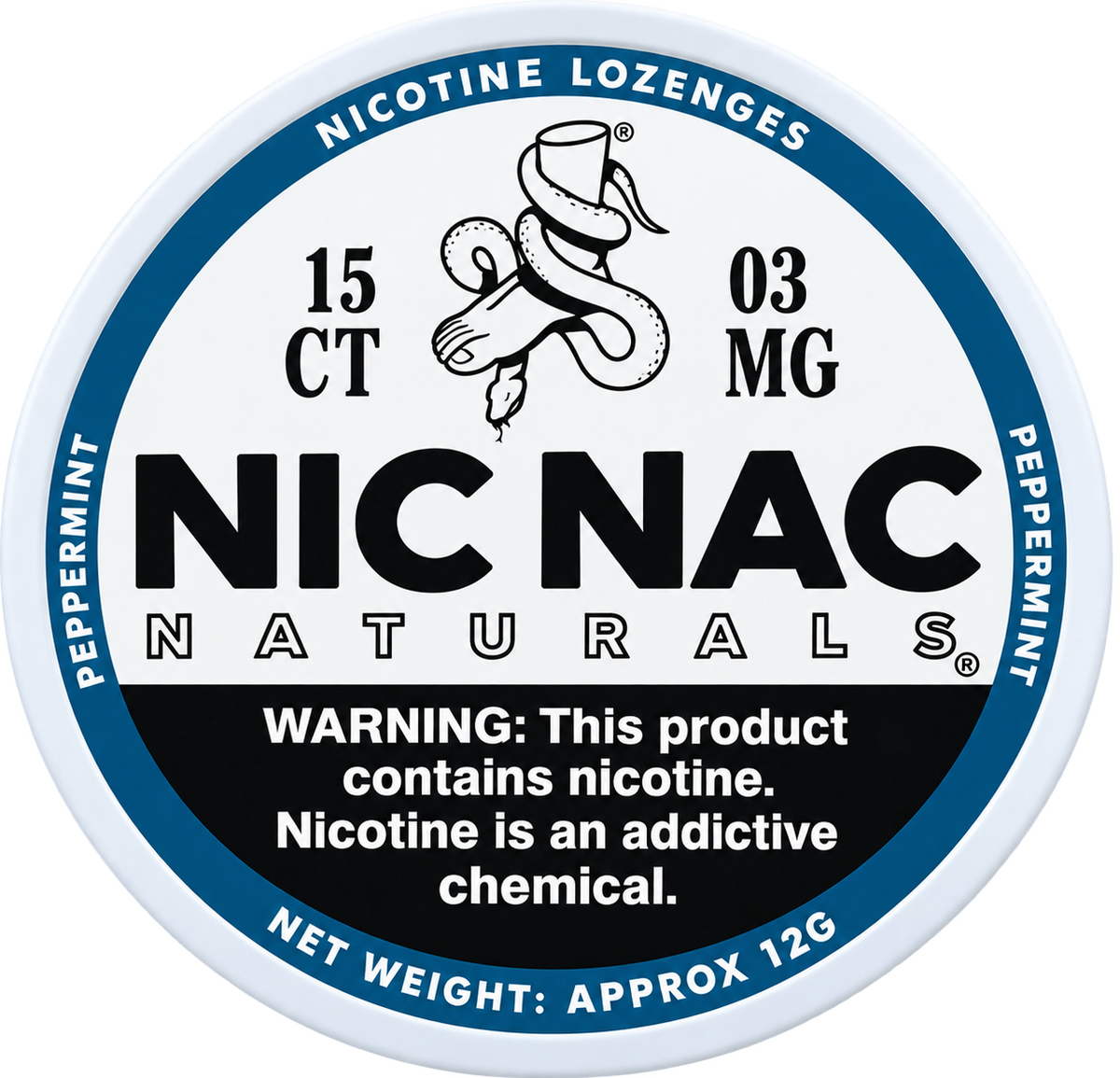 Nic Nac Naturals Peppermint 3MG Nicotine Lozenges