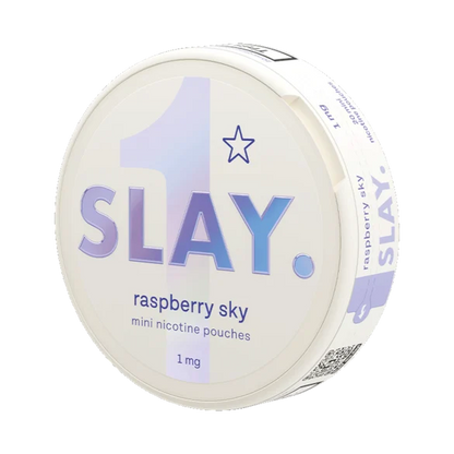 SLAY Raspberry Sky 1MG Mini Nicotine Pouches Side View
