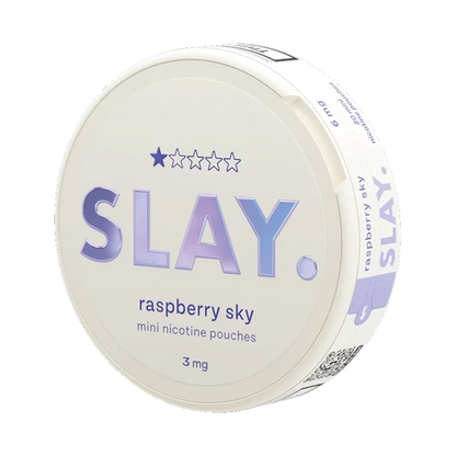 SLAY Raspberry Sky 3MG Mini Nicotine Pouches Side View