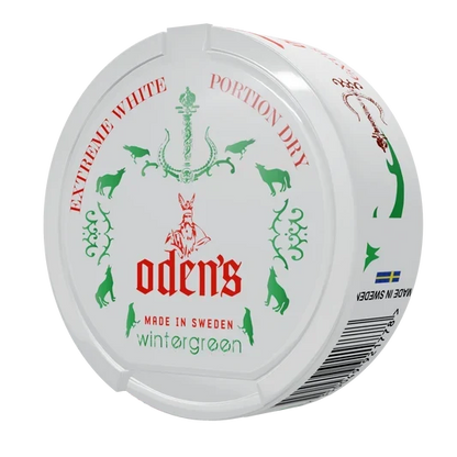 ODENS X-Treme Wintergreen White Dry Portion Chew Bags Side View