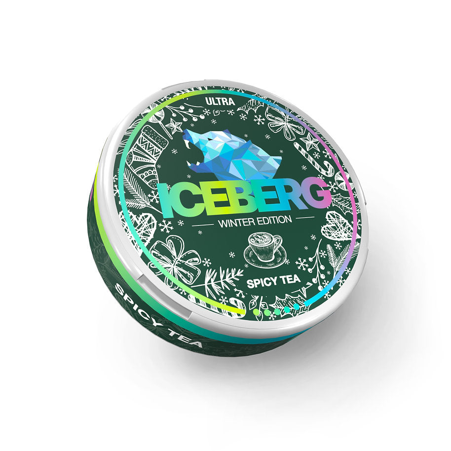 ICEBERG Spicy Tea Winter Edition Nicotine Pouches, Ultra Strong 84mg (120mg/g) Slim Format Can.