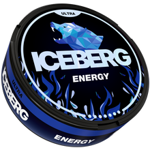 Iceberg Ultra Energy 56mg (70mg/g) Nicotine Pouches can with blue polar bear logo and energy drink flavour design.
