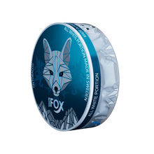 White Fox Slim All White Nicotine Pouches can with 12mg mint portions visible through a clear side panel.