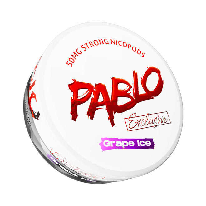 PABLO Exclusive Grape Ice Nicotine Pouches, 50mg Strong Nicopods, Extra Strong Slim Snus Can on White Background
