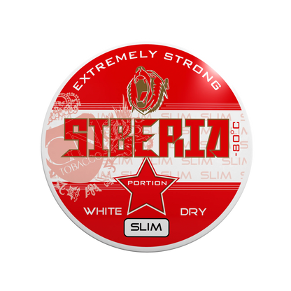 SIBERIA Slim Red White Dry Portion 28MG tobacco chew bags can, mint and spearmint