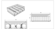 Nicotine Pouch Display Stand (4 Lane) drawing: 310mm wide, 262mm deep, 101mm tall