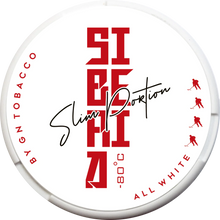 SIBERIA Slim All White 24.8MG tobacco free nicotine pouches, can with Red -80°C branding and Slim Portion text