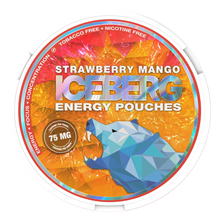 Iceberg Strawberry Mango Caffeine Pouches 75mg, tobacco and nicotine free energy pouches.