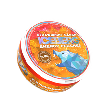Iceberg Strawberry Mango Energy Caffeine Pouches (75mg), nicotine free side view can.