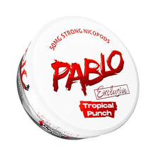 Pablo Exclusive Tropical Punch Nicotine Pouches, 50mg Strong Nicopods, White Slim Can.